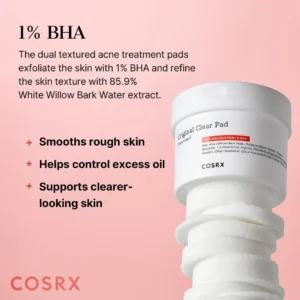 COSRX BHA Toner Pads 70 Sheets Exfoliating Pads for Dead Skin & Blackheads